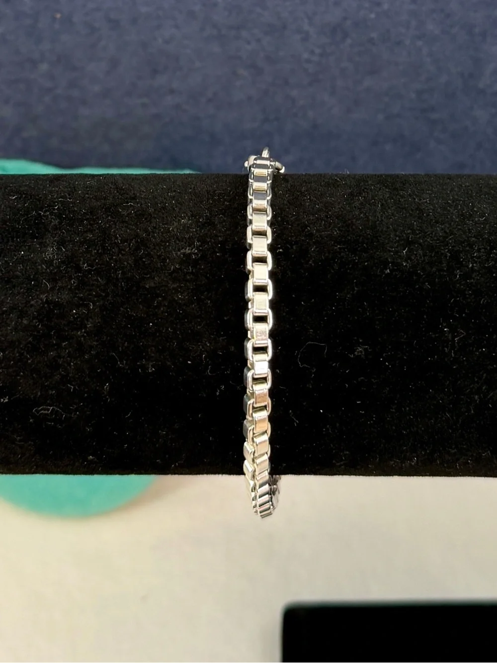 TIFFANY & CO. Sterling Silver Venetian Box Chain Bracelet 15.6g; 7.5” w/ COA